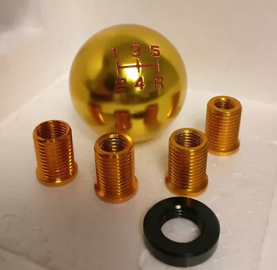 M8 M10 M12 Universal Gold Round Ball Shift Knob Lever 5 Speed MT Manual Gear Box • $13.99