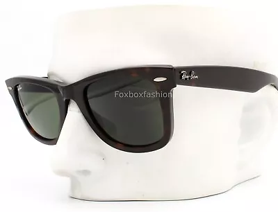 Ray-Ban RB 2140 902 Wayfarer Sunglasses Polished Brown Tortoise Green 54mm Large • $135