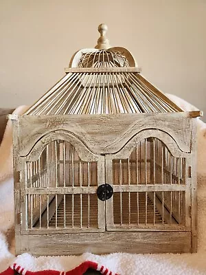 Decorative Vintage Wood Bird Cage Cathedral Dome Double Doors W/ Slide Out Trays • $165