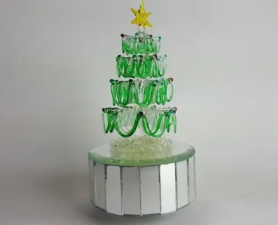 Revolving Spun Glass Musical Christmas Tree Alberte  Oh Christmas Tree  Vtg • $5