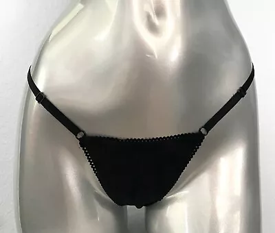 $18.50 • Buy Victorias Secret Nwt Itty Bitty Low Rise Black Cotton Blend G V String Panty
