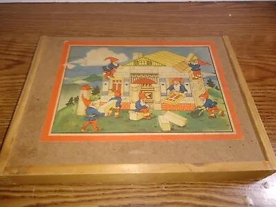 Vintage West German Wooden Building Blocks With Gnomes Ges Gesch • $29.99