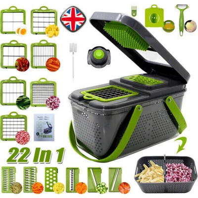 £8.98 • Buy 22 In 1 Vegetable Chopper Salad Fruit Mandolin Slicer Food Dicer Cutter Peeler