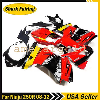 Shark Injection Fairing For Kawasaki Ninja 250R 2008-2012 EX250J Red Black Kit • $349.99