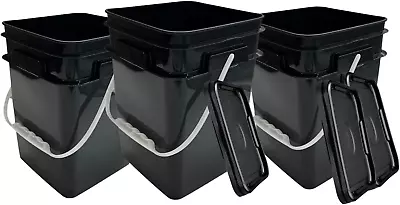 House Naturals 4 Gallon Square Food Grade Bucket Pail With Plastic Handles And L • $55.65