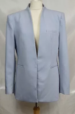 Zara Powder Blue Collarless Minimalist Blazer Jacket Xs Bnwt • £30