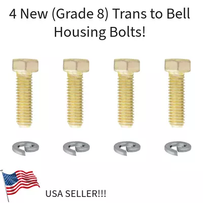 4 (grade 8!) Trans To Bell Housing Bolts! For Nova C10 Chevelle Corvette Gto Etc • $16.95