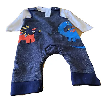 £8.50 • Buy Debenhams Baby Boy Bluezoo Dinosaurs Dungarees Outfit Set 3-6 Months Bnwt Gift