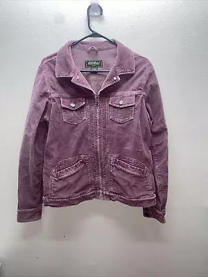 EDDIE BAUER Vintage VTG Purple Cotton Corduroy Pocket Jacket Large Tall • $20