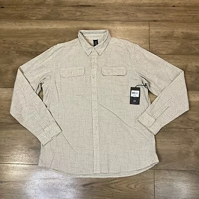 Men's L Mountain Hardwear Hiking Shirt Beige Checkered Button Down *NWT* • $0.99