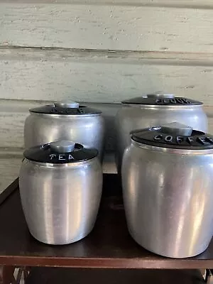 Vintage Kromex Aluminum Canister Set Of 4 -  Flour Sugar Coffee Tea • $37