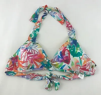 Ralph Lauren Halter Bikini Top Size 12 Floral Tie Neck Back Watercolor NEW • £28.49