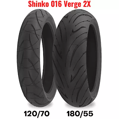New Shinko 016 Verge 2X Motorcycle Tire Set Front Rear 120 + 180 Radial 17  • $298.85