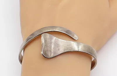 MEXICO 925 Sterling Silver - Vintage Dark Tone Bypass Bangle Bracelet - BT1453 • $125.66