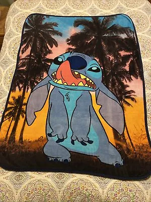 $25 • Buy Disney Lilo & Stitch Throw Blanket Fleece Blanket 45x60 Apprx Sunset Palm Trees
