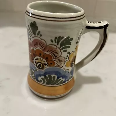 Handpainted Delft Stein Mug Floral 4 1/2 Inches • $18