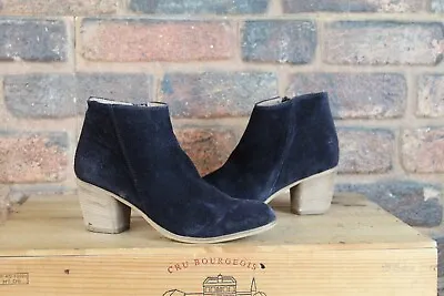 Blue Suede Block Heel Ankle Pixie Boots Size 4 / 37 By Cara Freeflex Used • £14