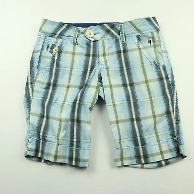 Freestyle Revolution Women's Size 5 W27 Blue Plaid Low-Rise Bermuda Shorts • $15.99