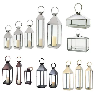£65.95 • Buy Extra Large Tall Glass Lanterns Floor Lantern Home Garden Tealight Candle Holder