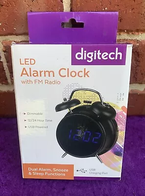 RETRO STYLE ALARM CLOCK With FM Radio & USB Port - Digitech No Power Cord Inc. • $19.90