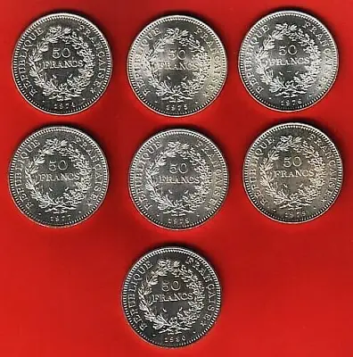 Monnaie De Paris 1974-1980 KM 941.1 Complete Set Of Seven Unc. 50 Francs Coins. • $359