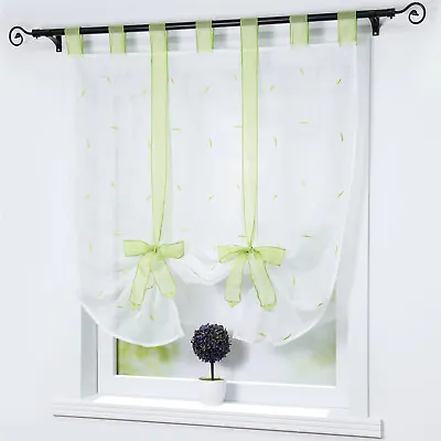 Roman Curtains Adorable Tie Up Tab Top Semi Sheer Window Net Curtains Blinds • £12.99