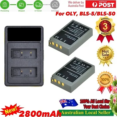 2x Battery 2800mAh + Dual Charger BLS-5 For Olympus OM-D E-M10 PEN E-PL2 E-PL5 • $38.98