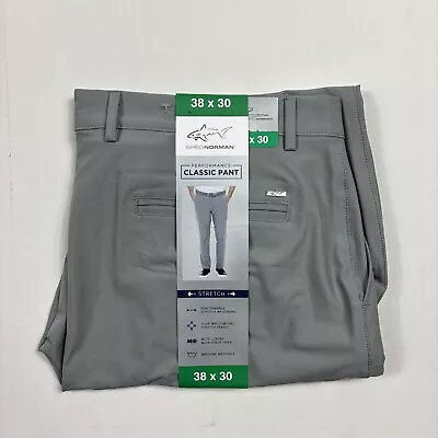 Greg Norman Mens Performance Classic Pant Stretch Waist Golf ML75 Gray 38x30 • $24.99