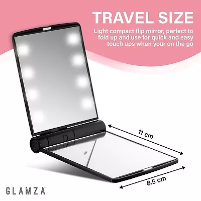 LED Light Foldable Illuminated Make Up Cosmetic Flip Beauty Vanity Mirror Travel • £5.29