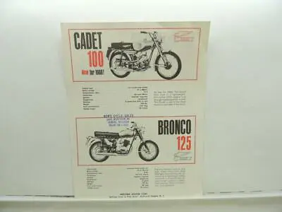 Vintage Ducati 1966 Brochure Cadet 100 Bronco 125 Mountaineer 100 Monza Jr B6741 • $49.45