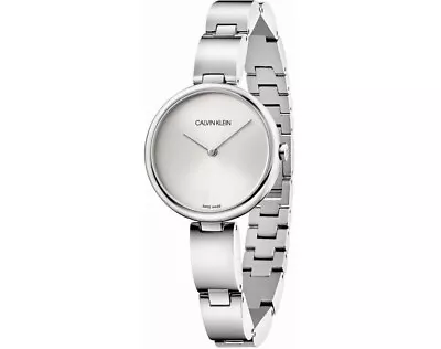 CALVIN KLEIN Wavy Quartz Silver Dial Ladies Watch K9U23146 • £79.99