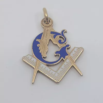 Antique 14K Yellow Gold Enamel Masonic Charm Watch  Fob 5.6 Grams • $295