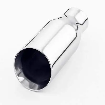 2 Inch Inlet 3 Outlet Angle Cut Exhaust Tip Polished Stainless Steel Dual Wall • $39.97