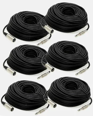 6 Lot 50Ft XLR 3Pin Male To 1/4  Mono Plug Mic Microphone Audio Cord Cable Pack • $49.95