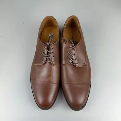 J. Crew Factory Leather Cap Toe Shoes In Brown Leather • $65