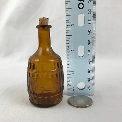 VTG 1970's Wheaton Glass Amber Miniature Root Bitters Bottle W/ Stopper 3  Tall • $14.95