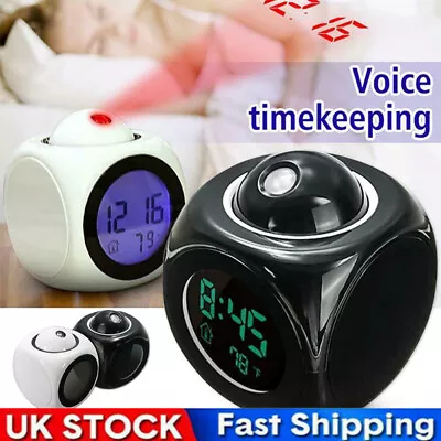 £10.39 • Buy Projection LED Alarm Clock Voice Talking Temperature Wall/Ceiling LCD Digital