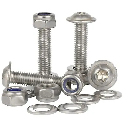 £6.90 • Buy M3 M4 M5 M6 M8 Torx Flange Button Head Screws Nyloc Nuts Washers Stainless Steel