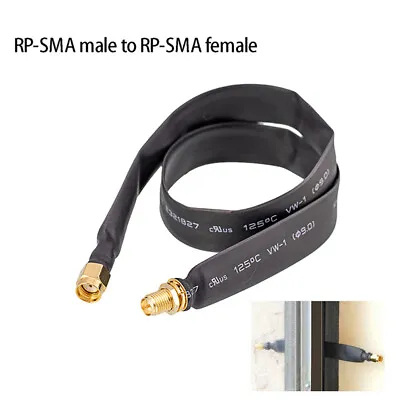 25CM RP-SMA Male To Female Flat Window Coaxial Extension Pigtail Cable 50 Ohm • £5.99