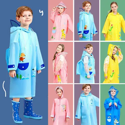 £10.22 • Buy Child Kids Boys Girls Hooded Rain Wear Cartoon Dinosaur Raincoat Jacket Ponchos