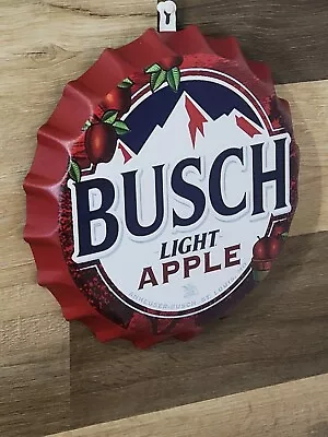 Busch Light Apple  Large Bottle Cap Metal Beer Sign Man Cave Bar Decor  • $18.99