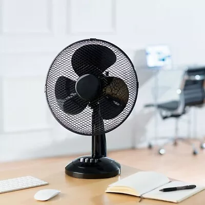 Black 16  Oscillating Electric Desk Fan 16 Inch 3 Speeds Silent Portable Home • £27.69