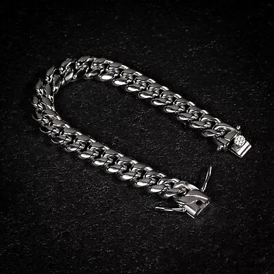 Heavy Solid 14k White Gold Plated Men's Miami Cuban Link Bracelet • $397.49