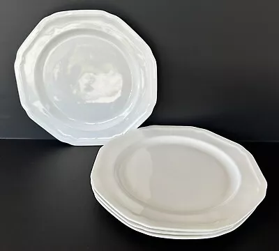 Mikasa Antique White Dinner Plates 10 3/4  Set Of 4 Octagonal Monotone • $70