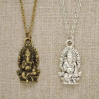 GANESHA NECKLACE 17  Chain 0.75  Small Pendant Hindu Elephant God NEW Ganesh • $7.95
