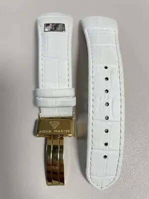 Aqua Master Mens 26mm White Leather Gold Buckle El Russo Watch Band • $110