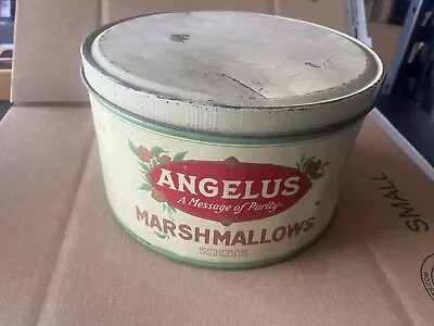 Vintage Angelus Marshmallows Tin The Cracker Jack Co 5 Lb Chicago New York • $150