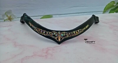 $68 • Buy Glamorous Leather V-Shaped Bling Browband For Dressage Leather Horse Bridle