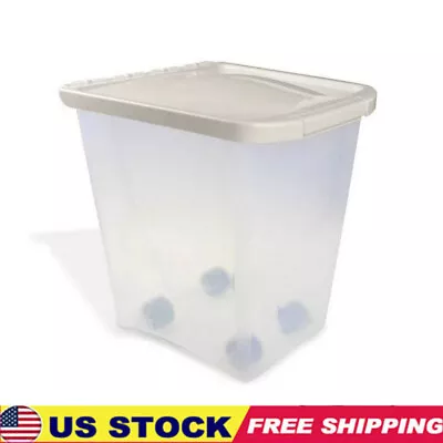 25 Lb Dog Food Storage Container On Wheels Movable Box Basket Bins Clear View • $22.98