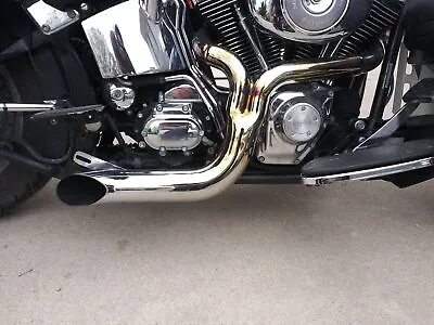 Lake 2 Into 1 Turnout Header Exhaust Pipe Harley Softail Dyna Chopper Evo Twin C • $299.95
